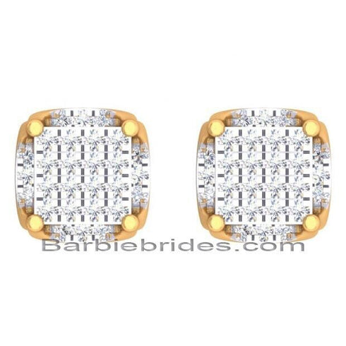 Micro Pave 18K Gold Plated 3D 5A Cubic Zirconia Men Women Cluster Stud Earrings